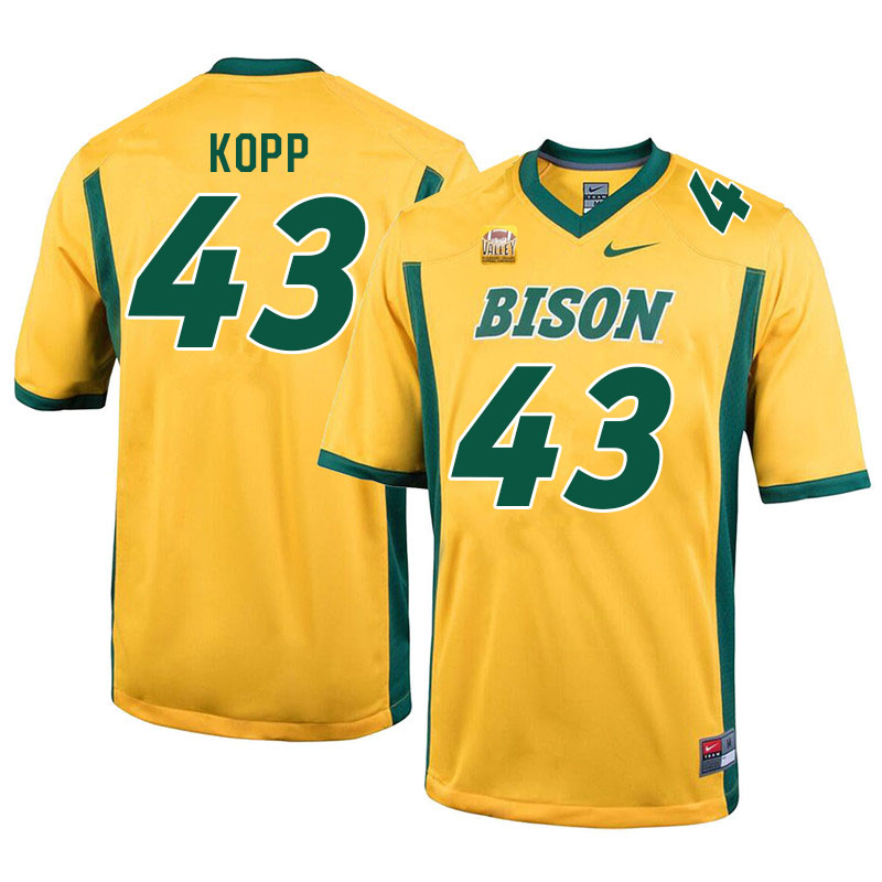 Men #43 Logan Kopp North Dakota State Bison College Football Jerseys Sale-Yellow - Click Image to Close